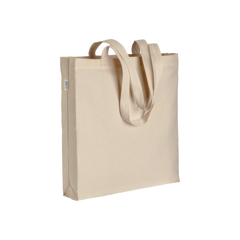 Tote bag en coton biologique 220 g/m2, avec anses longues et soufflet 