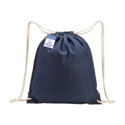 Sac à dos en coton denim recyclé, avec fermeture à cordons  et angles renforcés 