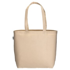 Tote bag en coton biologique 220 g/m2, avec anses longues et soufflet à la base 