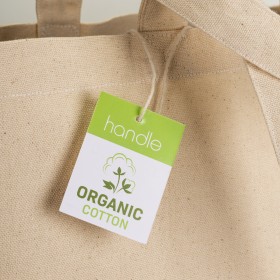 Tote bag en coton biologique 220 g/m2, avec anses longues et soufflet à la base 