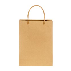 Sac en papier recyclé naturel de 150 g/m2 avec soufflet et poignées courtes colorées 