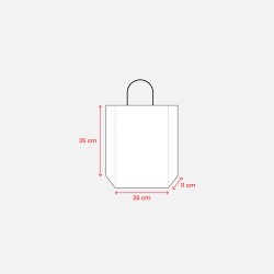 Sac en papier recyclé naturel de 150 g/m2 avec soufflet et poignées courtes colorées 