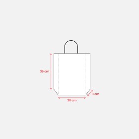 Sac en papier recyclé naturel de 150 g/m2 avec soufflet et poignées courtes colorées 