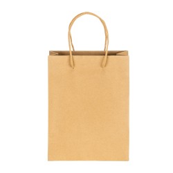 Sac en papier recyclé naturel de 150 g/m2 avec soufflet et poignées courtes colorées 