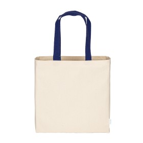 Sac à provisions maxi en coton recyclé de 280 g/m2 naturel avec poignées colorées 