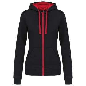 Sweat-Shirt Zippé Capuche Contrastée Femme 