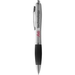 Stylo bille avec corps argenté et grip coloré Nash (encre bleue) 