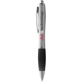 Stylo bille avec corps argenté et grip coloré Nash (encre bleue) 