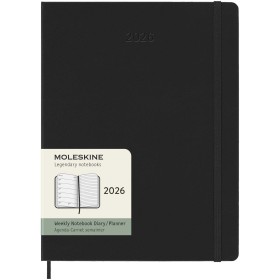 Agenda XL hebdomadaire 12 mois Moleskine à couverture rigideCouleur:Noir