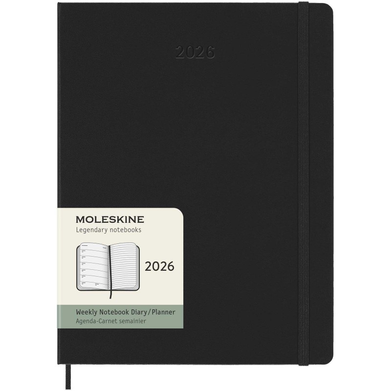 Agenda XL hebdomadaire 12 mois Moleskine à couverture rigideCouleur:Noir
