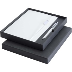 Ensemble carnet à couverture rigide A5 et stylo roller Legato EleganceCouleur:Blanc / Blanc