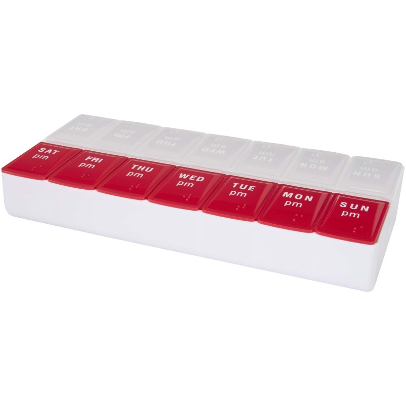 Pilulier semainier multi-vitamines matin/après-midi CycleCouleur:Rouge