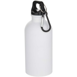 Bouteille d’eau Oregon de 400 ml à simple paroi avec finition MATE, en acier inoxydable recyclé certifié RCS avec mousquetonCoul