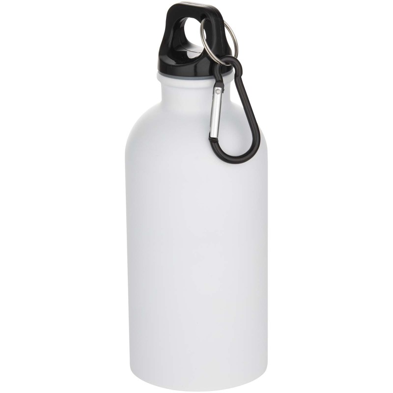 Bouteille d’eau Oregon de 400 ml à simple paroi avec finition MATE, en acier inoxydable recyclé certifié RCS avec mousquetonCoul