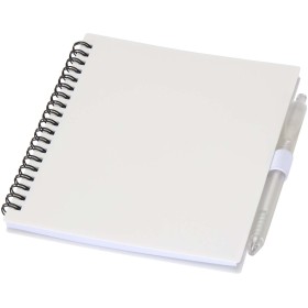 Ensemble carnet à couverture souple en plastique recyclé et stylo bille (encre bleue) NioveCouleur:Blanc