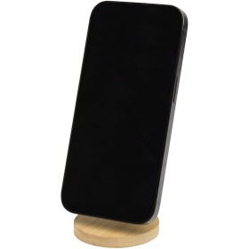 Support de téléphone Alcor magnétique et pliable en plastique recyclé avec détails en bambouCouleur:Blanc