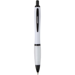 Stylo bille Nash en plastique recyclé avec garnitures noires (encre noire)Couleur:Blanc