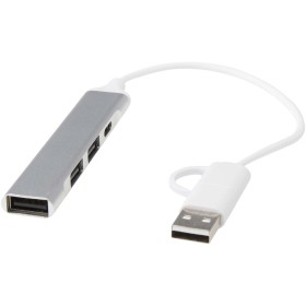 Hub USB-A et Type-C Alkaid à 4 ports en aluminium recyclé avec double entréeCouleur:Argent