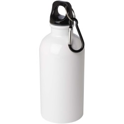 Bouteille d'eau Oregon de 400 ml simple paroi en acier recyclé certifié RCS avec mousquetonCouleur:Blanc