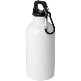 Bouteille d'eau Oregon de 400 ml simple paroi en acier recyclé certifié RCS avec mousquetonCouleur:Blanc