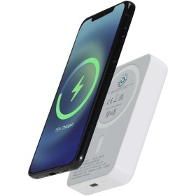 Batterie de secours Acrab magnétique sans fil de 10 000 mAh et 15 W avec PD de 20 W - fabriquée en plastique recycléCouleur:Blan