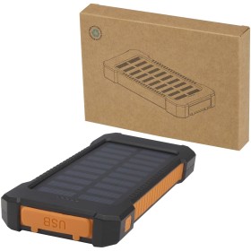 Batterie de secours solaire Altair robuste de 5 000 mAh et 10 W en plastique recyclé avec lampe de poche intégréeCouleur:Noir