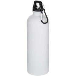 Bouteille d’eau Oregon de 750 ml en acier inoxydable à simple paroi certifiée RCS, recyclé mat avec mousquetonCouleur:Blanc