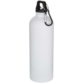 Bouteille d’eau Oregon de 750 ml en acier inoxydable à simple paroi certifiée RCS, recyclé mat avec mousquetonCouleur:Blanc