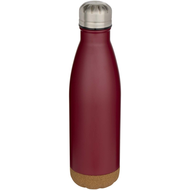 Bouteille d’eau Cove de 500 ml en acier inoxydable isolée sous vide et à double paroi avec détails en liègeCouleur:Rouge