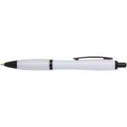Stylo bille Nash en plastique recyclé avec garnitures noires (encre noire)Couleur:Blanc