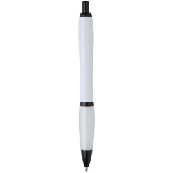 Stylo bille Nash en plastique recyclé avec garnitures noires (encre noire)Couleur:Blanc
