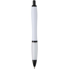 Stylo bille Nash en plastique recyclé avec garnitures noires (encre noire)Couleur:Blanc