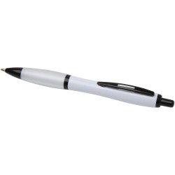 Stylo bille Nash en plastique recyclé avec garnitures noires (encre noire)Couleur:Blanc