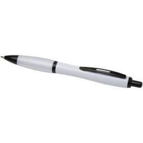 Stylo bille Nash en plastique recyclé avec garnitures noires (encre noire)Couleur:Blanc