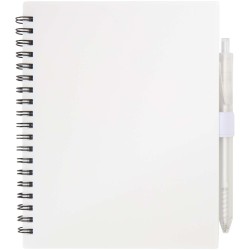 Ensemble carnet à couverture souple en plastique recyclé et stylo bille (encre bleue) NioveCouleur:Blanc