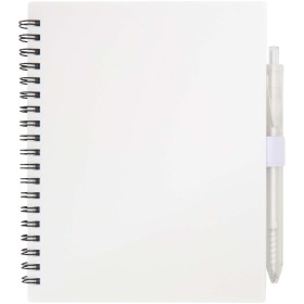 Ensemble carnet à couverture souple en plastique recyclé et stylo bille (encre bleue) NioveCouleur:Blanc