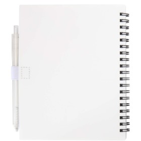 Ensemble carnet à couverture souple en plastique recyclé et stylo bille (encre bleue) NioveCouleur:Blanc