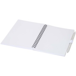 Ensemble carnet à couverture souple en plastique recyclé et stylo bille (encre bleue) NioveCouleur:Blanc