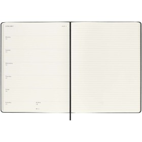 Agenda XL hebdomadaire 12 mois Moleskine à couverture rigideCouleur:Noir