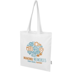 Sac shopping Madras Blend en coton recyclé GRS 140 g/m²Couleur:Blanc
