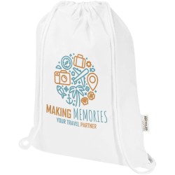 Sac de 5 L avec cordon Oregon Blend en coton recyclé 140 g/m² certifié GRSCouleur:Blanc