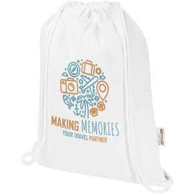 Sac de 5 L avec cordon Oregon Blend en coton recyclé 140 g/m² certifié GRSCouleur:Blanc
