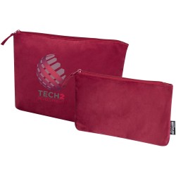 Set de trousses de toilette en velvet gomme recyclées GRS SwiftCouleur:Bordeaux