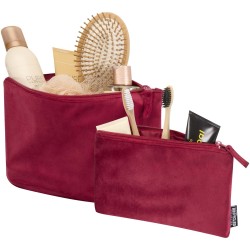 Set de trousses de toilette en velvet gomme recyclées GRS SwiftCouleur:Bordeaux