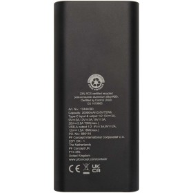 Batterie de secours Acamar de 20 000 mAh et 70 W en aluminium recyclé pour ordinateur portableCouleur:Noir