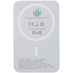 Batterie de secours Acrab magnétique sans fil de 10 000 mAh et 15 W avec PD de 20 W - fabriquée en plastique recycléCouleur:Blan