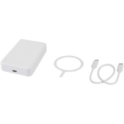 Batterie de secours Acrab magnétique sans fil de 10 000 mAh et 15 W avec PD de 20 W - fabriquée en plastique recycléCouleur:Blan