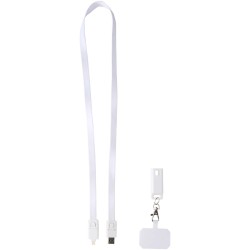 Tour de cou pour smartphone Franz en plastique recyclé avec synchronisation des données intégrée et câble 5 en 1 pour charge rap