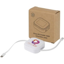Câble rétractable 5 en 1 Gloas en matériaux recyclés pour synchronisation de données et charge rapide de 100 W avec kit d’outils