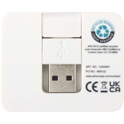 Hub USB 4 ports Gaia avec sortie USB-A et Type-C et double entrée - fabriqué en plastique recycléCouleur:Blanc